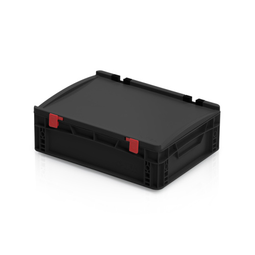 Műanyag tároló doboz fedéllel 400x300x135 mm  ESD