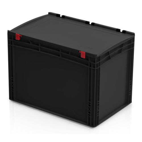 Műanyag tároló doboz fedéllel 600x400x435 mm ESD