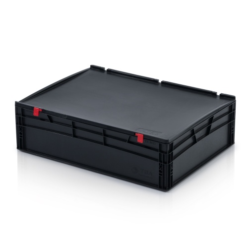 Műanyag tároló doboz fedéllel 800x600x235 mm ESD