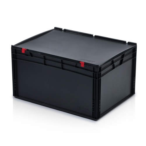Műanyag tároló doboz fedéllel 800x600x435 mm ESD
