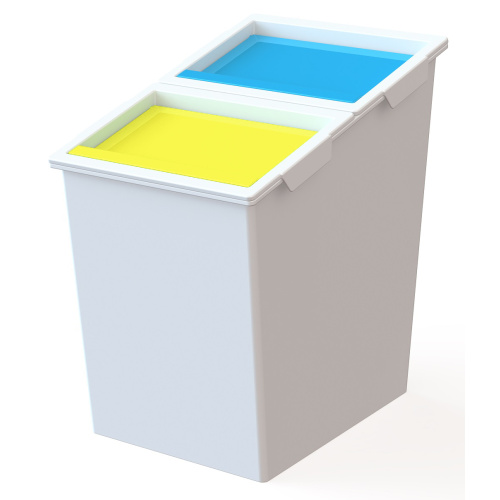 Műanyag hulladéktároló-két rekesszel ( sárga és kék ) 30 l